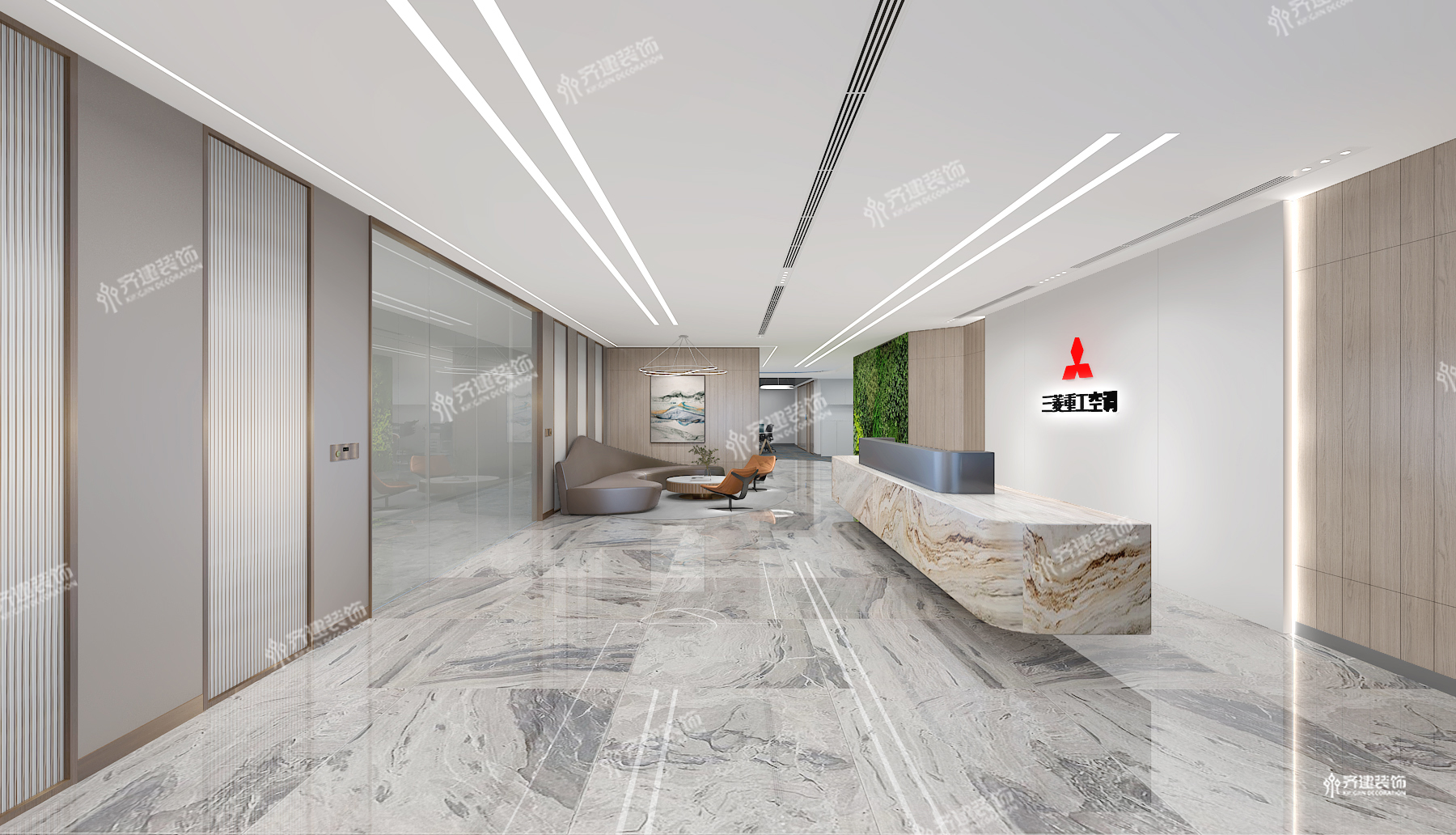 上海三菱重工空調(diào)辦公室前臺裝修設計